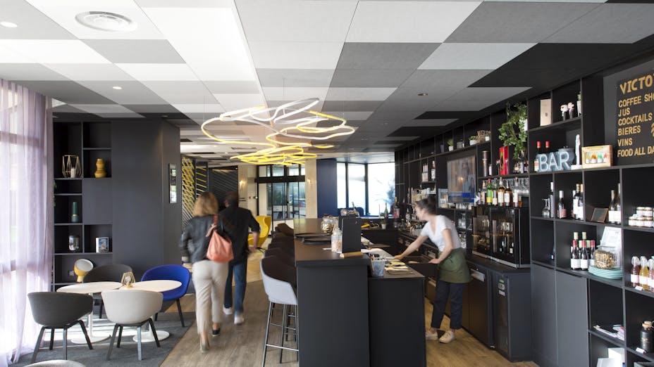 Office grey ceiling design example