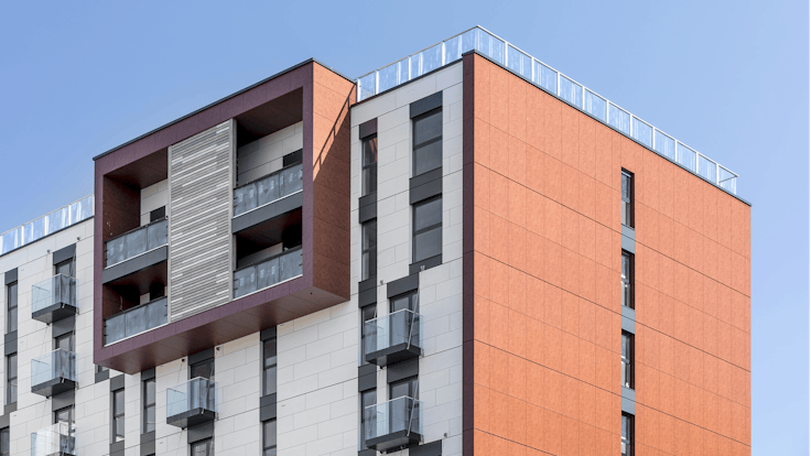 Beaumont Court and Richmond House in Southend on Sea, Essex (United Kingdom) with Rockpanel Stones FS-Xtra facade cladding
