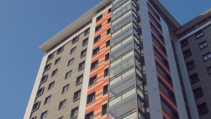 Refurbishment three high-rise residential towers, The Crofts in Birmingham, United Kingdom with Rockpanel Colours in FS-Xtra grade