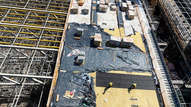 case study Cogiteon green roof Kraków, Poland , Małopolskie Centrum Nauki, construction site