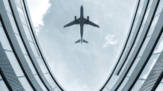 airplane, airport, building, sky