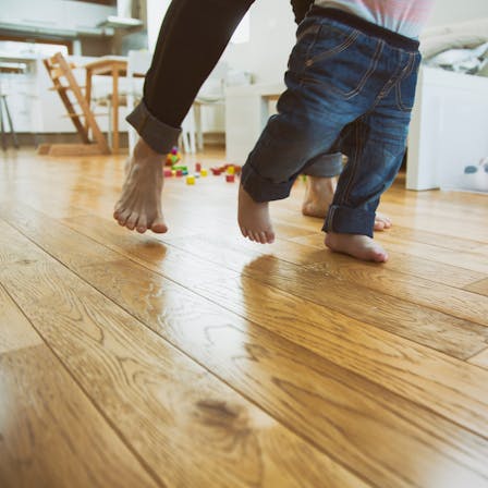 floor, wood, wooden floor, feet,  child, parent, home, floorrock, Trittschall Broschüre, germany