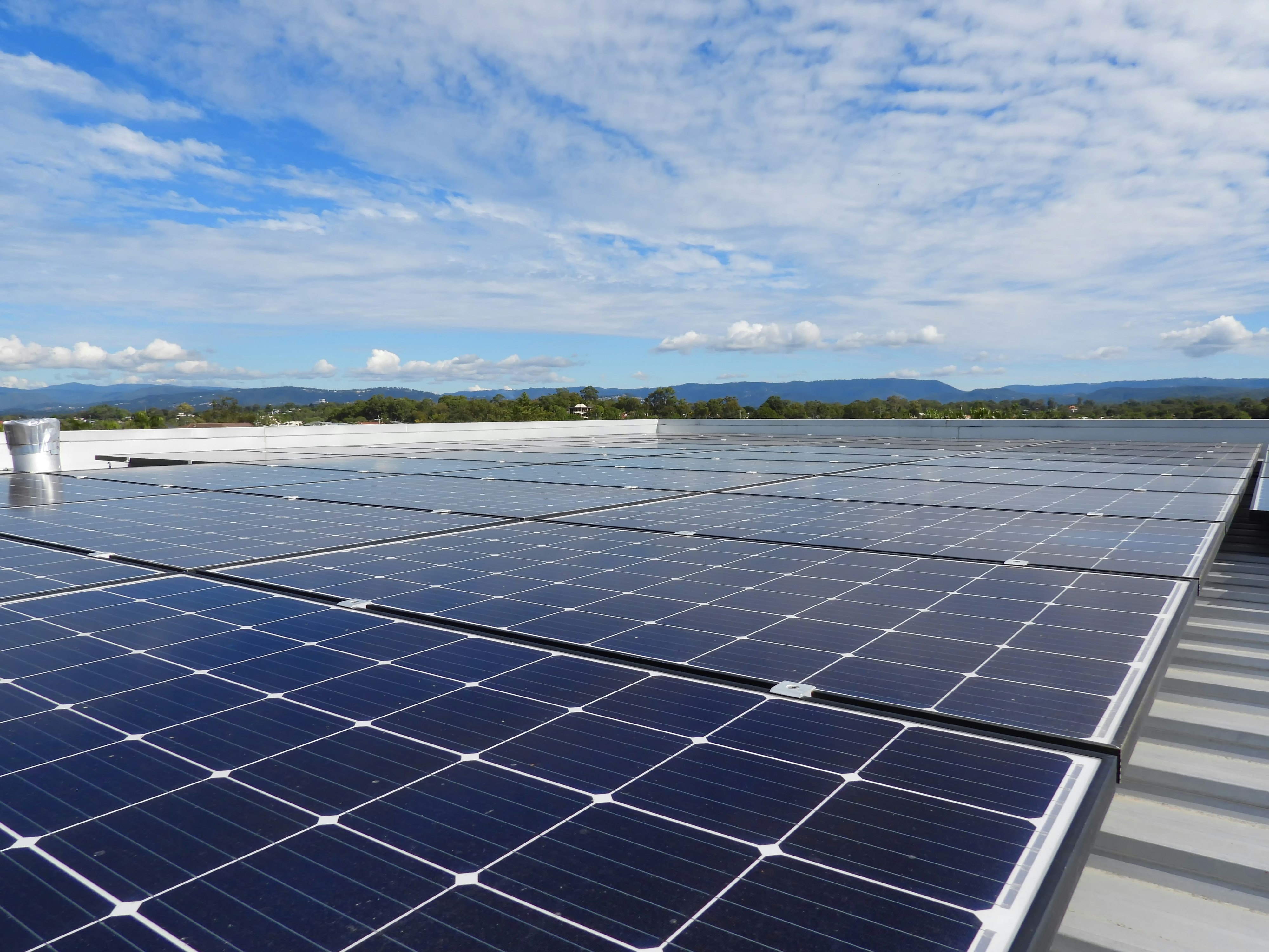 Solar Panels on Flat Roof, PV panel, green energy