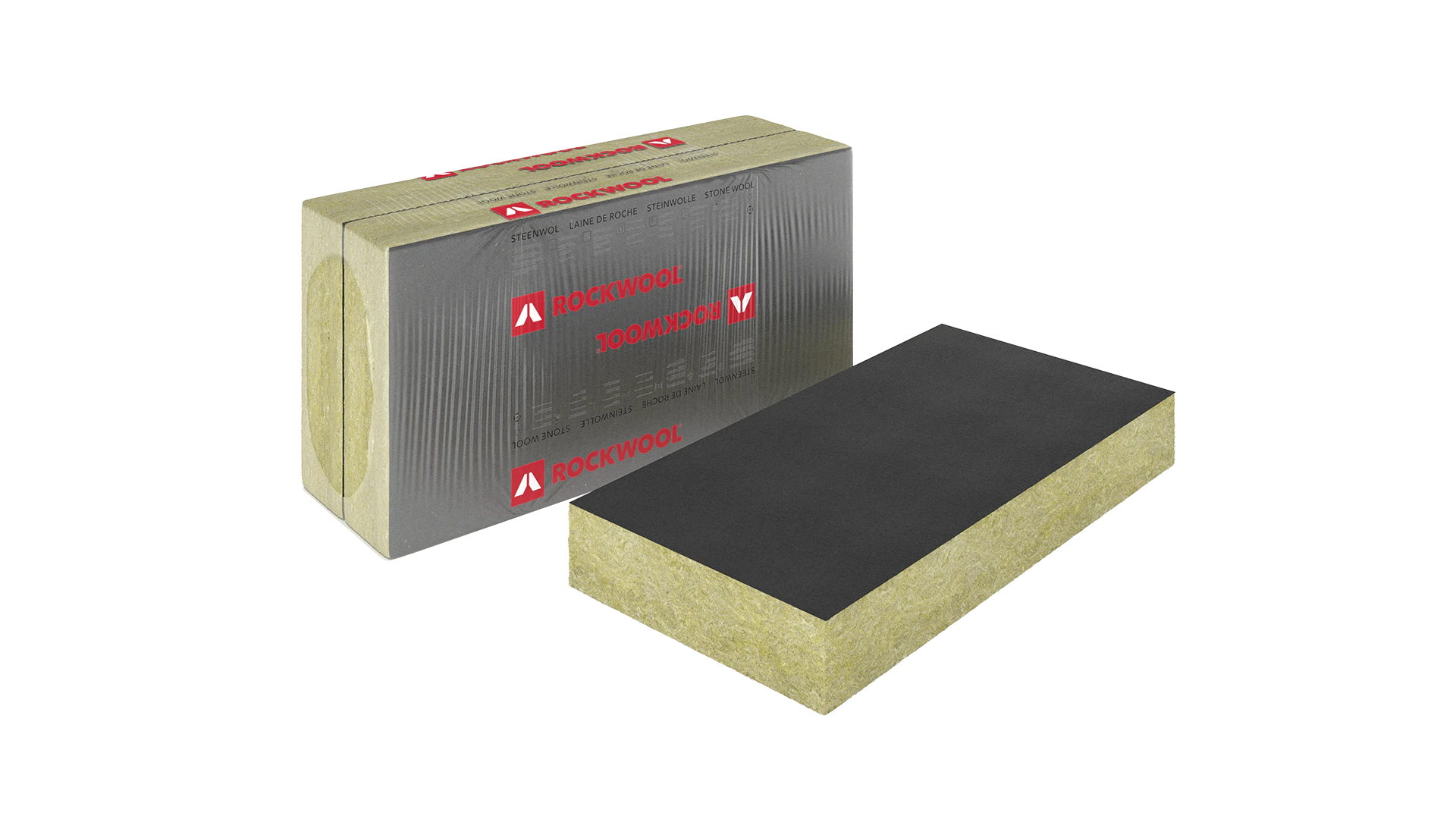 Rockvent Base black packshot, Product, GBI, ventilated facades, insulation, slab, stonewool, package, packshot