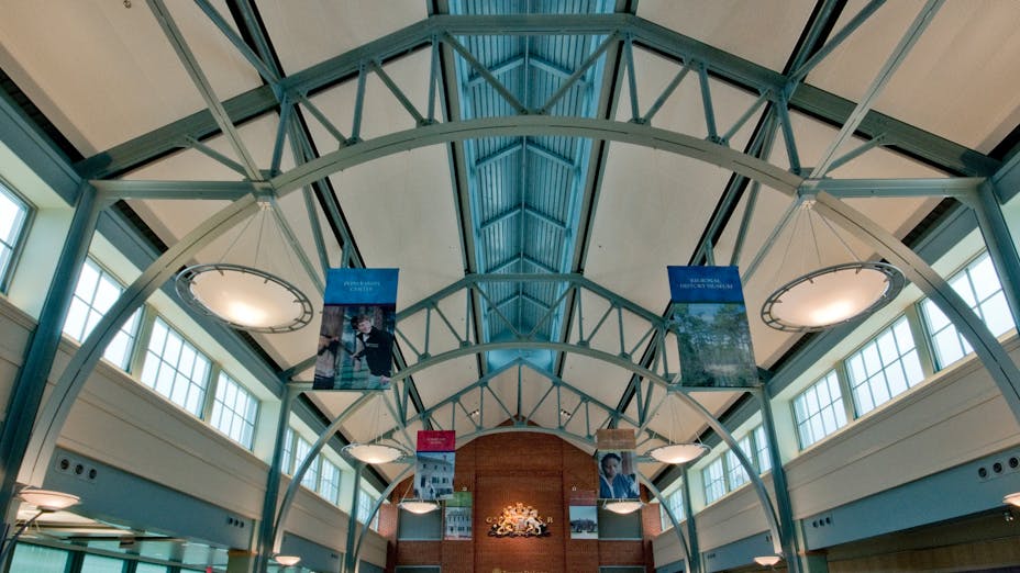 North Carolina History Center at Tryon Palace, Jennifer Amster, BJAC, Quinn Evans, Bill Barlow, Acousti Engineering Co., Planostile Snap-in Metal Ceiling Panels, Dustin Shores Photography