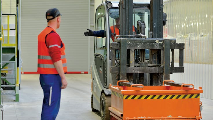 Health & Safety, fork-lift truck, orange, box, work, fabric, industrial, vest, orange, industry, Germany