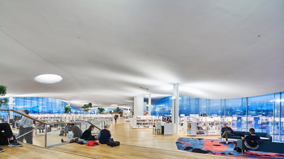 FI, Helsinki Central Library Oodi, Helsinki, ALA Architects, Leisure, Rockfon Mono Acoustic, TE-edge, 1200x1200, White, Library
