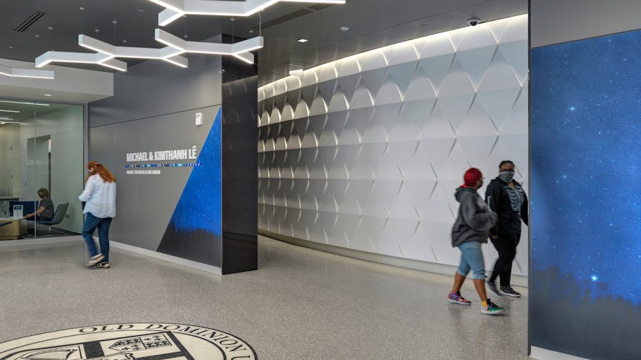 NA, Old Dominion University (ODU) – Chemistry Building, Moseley Architects, SmithGroup JJR, Education, LEED Designed, Spanair Torsion Spring Metal Panels, Specialty Metal Ceilings
