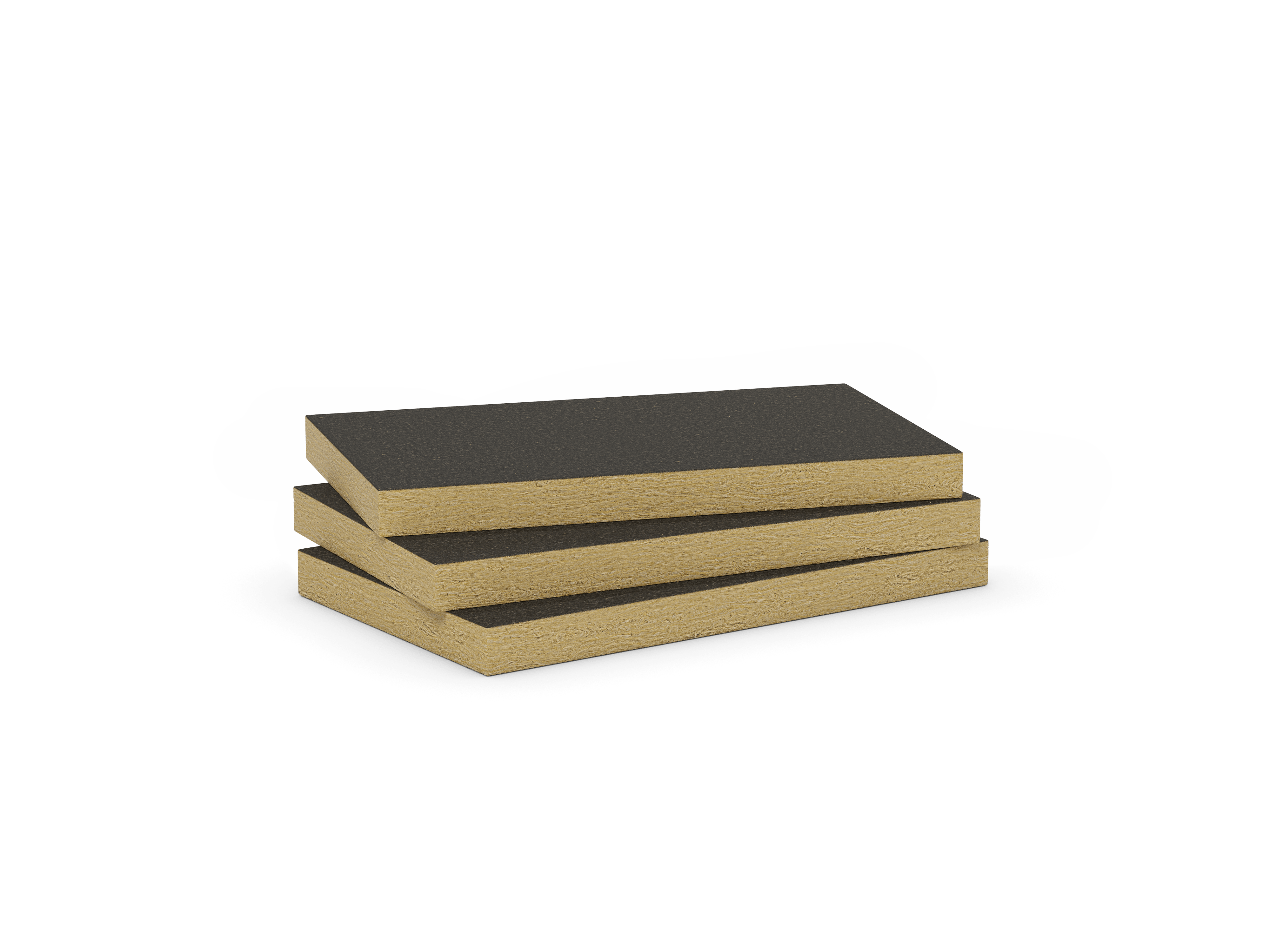 Mono density, mid-high density stone wool slab with black fleece. Products: Airrock ND FB1, Airrock LD FB1, Airrock XD FB1, Airrock HD FB1, Fixrock 033 VS