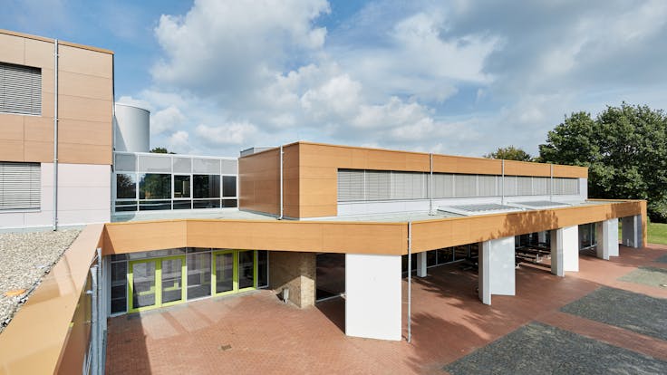 GBS Nordhorn in Nordhorn, Germany cladded with Rockpanel Woods and Chameleon facade cladding