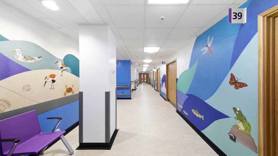 Morriston Hospital,UK,Swansea,Wales,IBI Nightingale,Art In Site - For Eclipse Islands creation,BAM Construction,Morriston Hosptial-Swansea,Richard Kemble Ceilings-Medicare and Bay Productions-Eclipse,Matt Livey,ROCKFON Medicare,A24,600x600x20,white,Chicago Metallic T24 2850,Chicago Metallic T24 2890,Chicago Metallic T24 2890 ECR