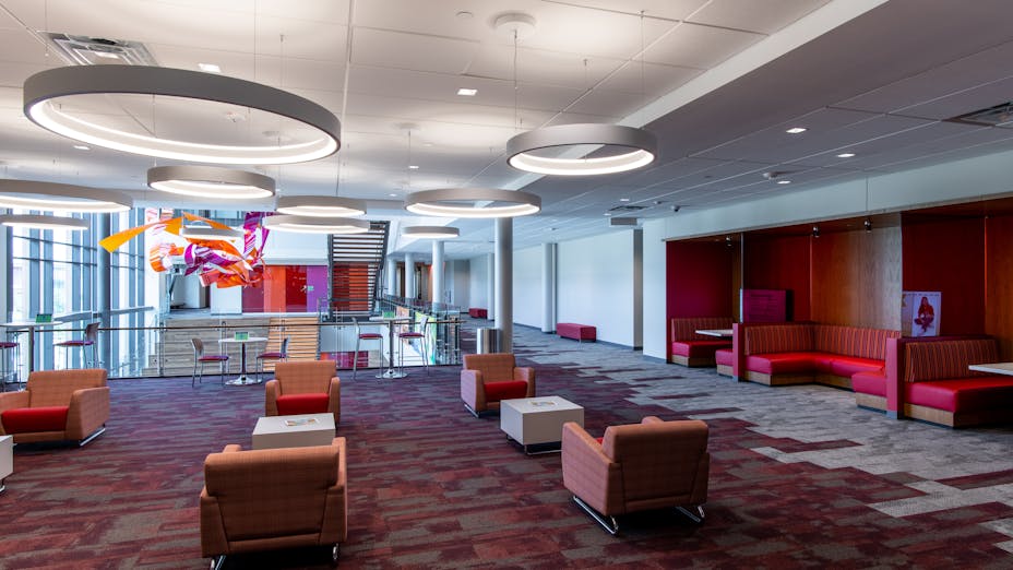 
NA, Collin College Wylie Campus, Education, Page Southerland Page, Inc., Alaska 2'x6', Stone Wool Ceiling Tile, Chicago Metallic 1200, Suspension Grid