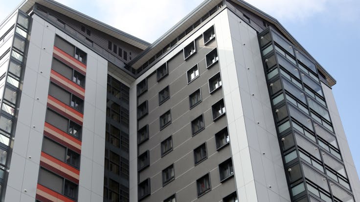 Refurbishment three high-rise residential towers, The Crofts in Birmingham, United Kingdom with Rockpanel Colours in FS-Xtra grade