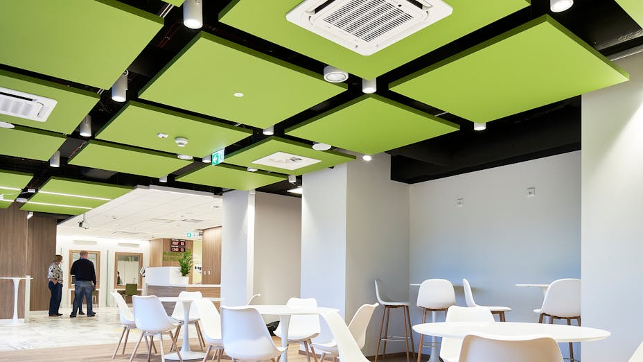 Canteen in Children's Hospital Warsaw in Poland with Rockfon Eclipse