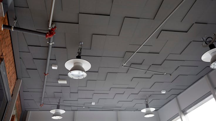 Parafon Step Direct ceiling in colour grey installed at Assar Innovation Centre in Skövde, Sweden.