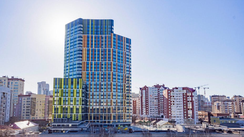 "Trinity" residential complex, insulation, Rockpanel, Yekaterinburg, Russia