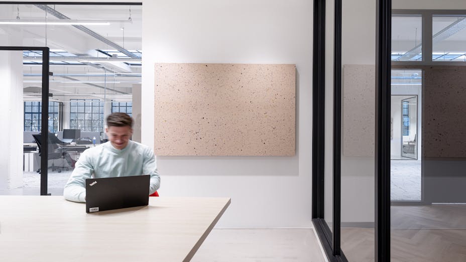 Open Plan Office in intoAction in Best Netherlands with Rockfon Eclipse Senses A-Edge