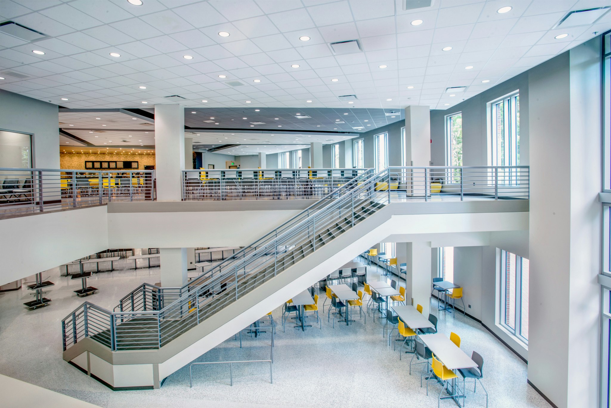 NA, University of Central Florida (UCF) - Student Union Expansion, Education, Zyscovich Architects, Color-All SQ 2'x2' in Gravel, Alaska SQ 2'x2', Stone Wool Ceilings, Chicago Metallic 4000 Tempra in Gravel and White, Suspension Grid, Infinity in Gravel and White, Perimeter Trim, Metal Ceilings