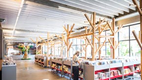 Antwerp Library Permeke with Rockfon Universal Baffle ceiling