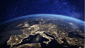Sustainability report 2020, decarbonisation, earth at night, big picture, planet, horizon