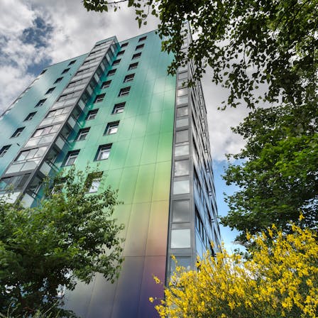 Renovation of 4 tower blocks in Manchester (Untied Kingdom) with Rockpanel Chameleon External Cladding