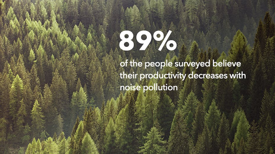 89% of the people surveyed believe their productivity decreases with noise pollution