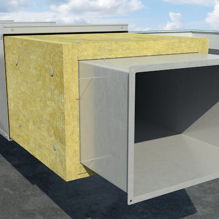 thermal insulation of steel ventialion duct on the roof, outside the building