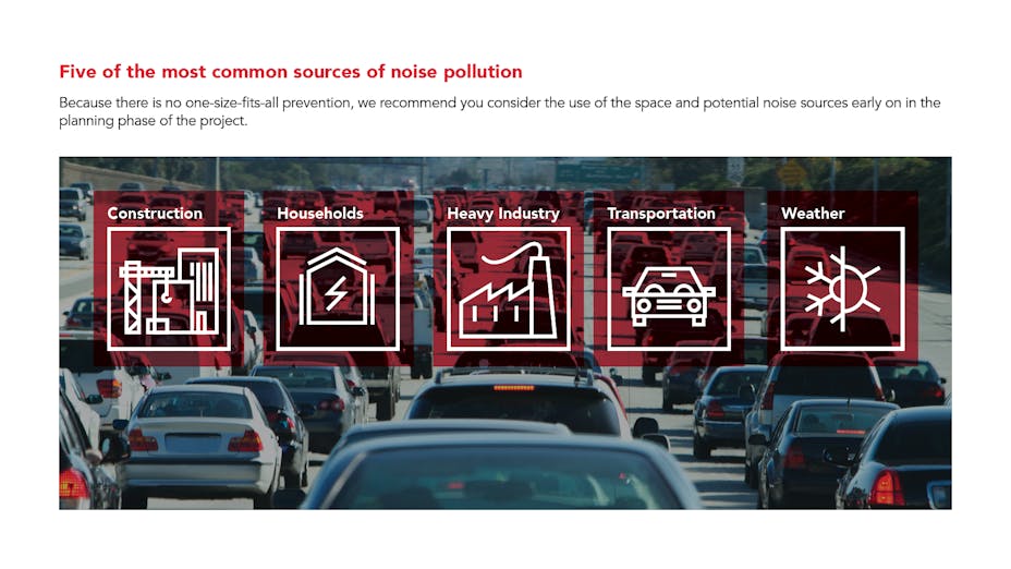 PNG - five of the most common sources of noise pollution - construction, households, heavy industry, transportation, and weather.