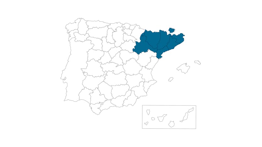 Map of Spain with sales representative and contact person Joan Romeu
