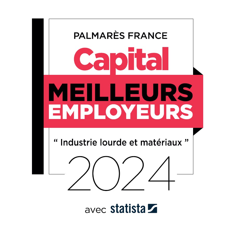 Logo Palmarès Capital - Meilleurs employeurs 2024 - Industrie lourde et matériaux - Logo Capital - Bests employers 2024 .