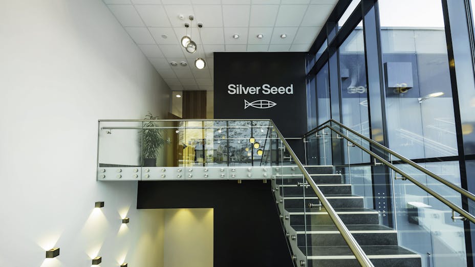 Corridor in Silver Seed Industry in Ramberg Norway with Rockfon Blanka A-edge