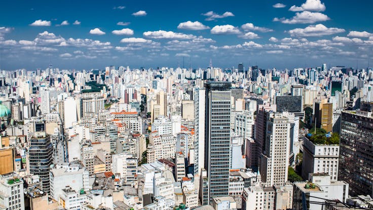 Beautiful view from Banespa skyscraper located in centre of Sao Paulo, Brazil.