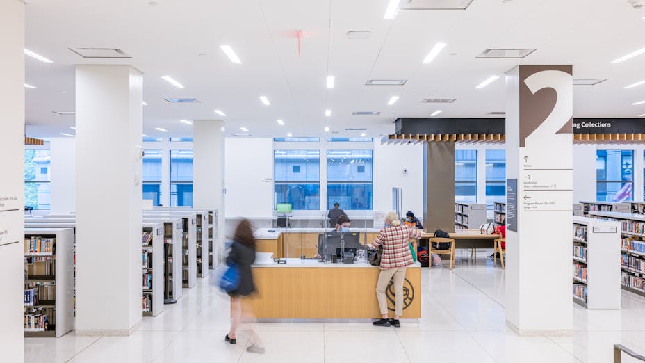 Stone wool ceiling tiles support healthy acoustics at The Stavros Niarchos Foundation Library of New York Public Library 