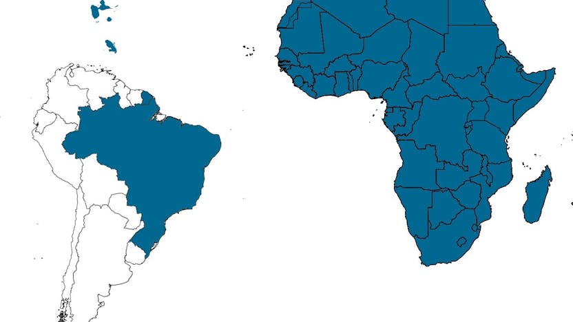 Map Africa, America