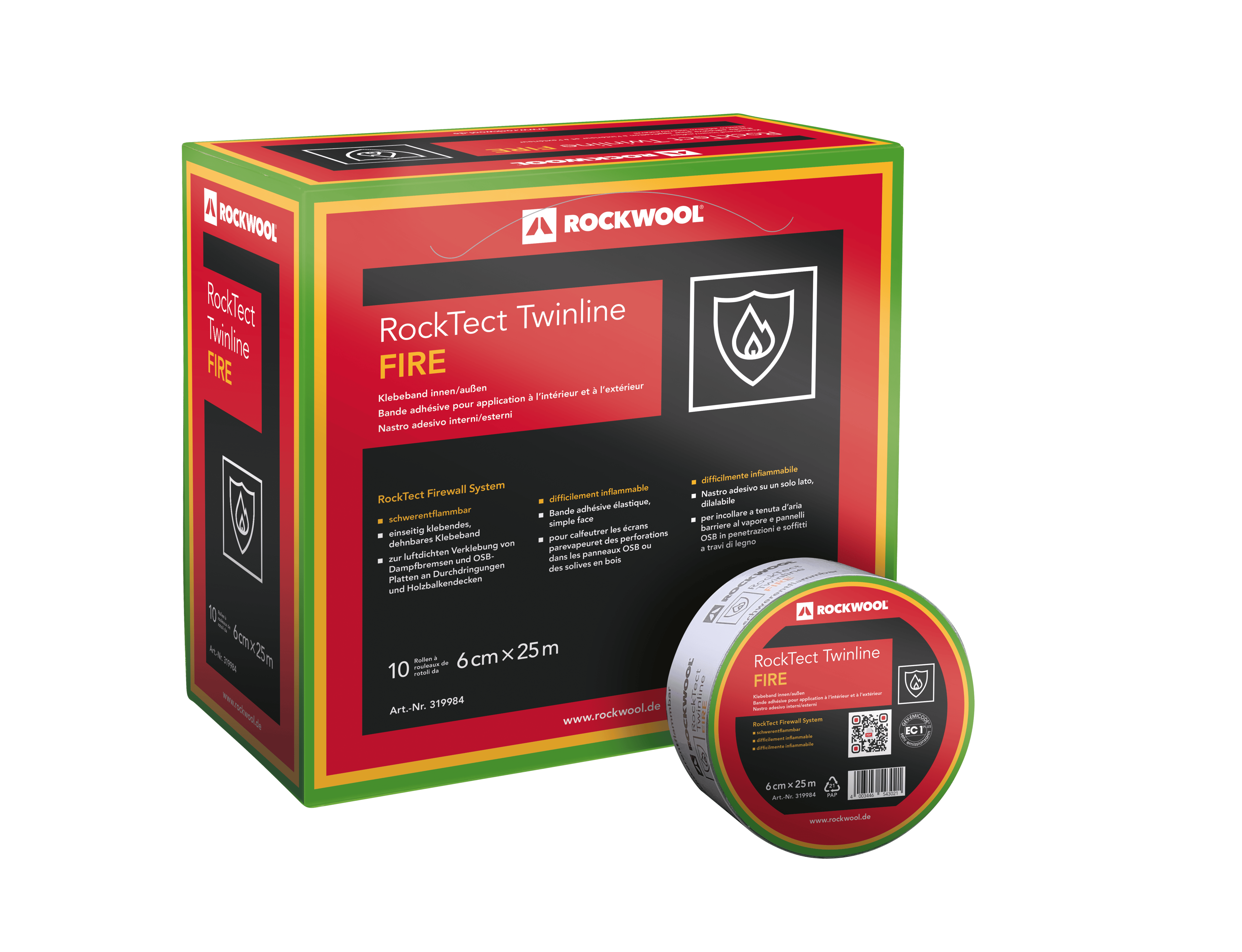 RockTect Firewall System, internal insulation, roof, pitched roof, airtiightness, Luftdichtsystem schwerentflammbar, Twinline FIRE inkl. Kartonage, PIM