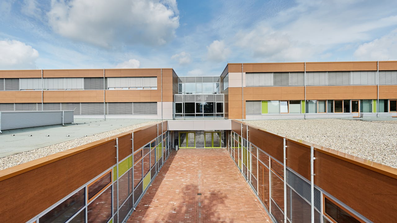 GBS Nordhorn in Nordhorn, Germany cladded with Rockpanel Woods and Chameleon facade cladding