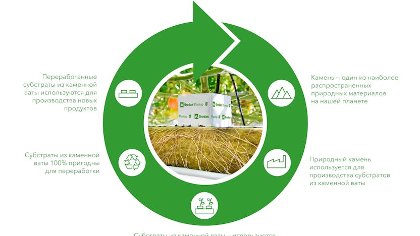 Infographic about recycle circle of Grodan products