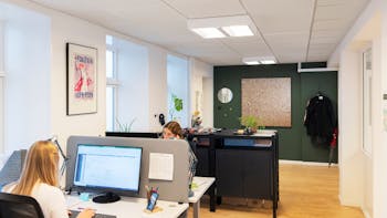 Open Plan Office at AgriKom Denmark with Rockfon Eclipse Senses