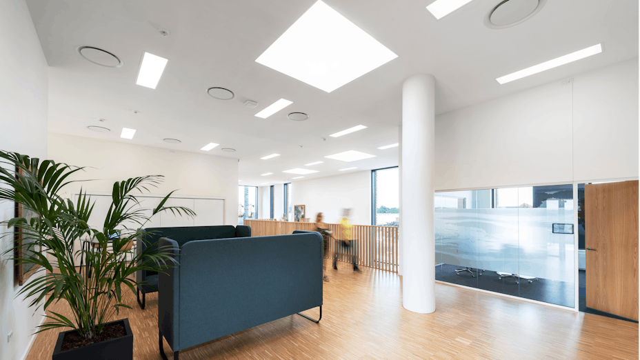 DK, Vejen Rådhus, Vejen, Transform-Pluskontoret-Rambøll, Office, Corridor, Rockfon Mono Acoustic, white