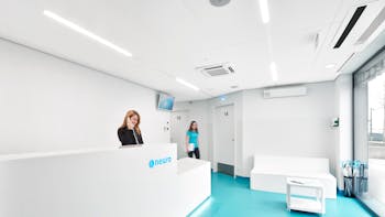 Reception in NEURO Specialist Clinic, Warsaw, Poland in Warsaw Poland with Rockfon Blanka X-Edge