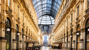 vaulted ceiling, glass dome, galleria, Italy, barrel vault