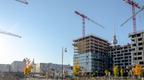 Construction site in Berlin, modern architecture, scaffolding