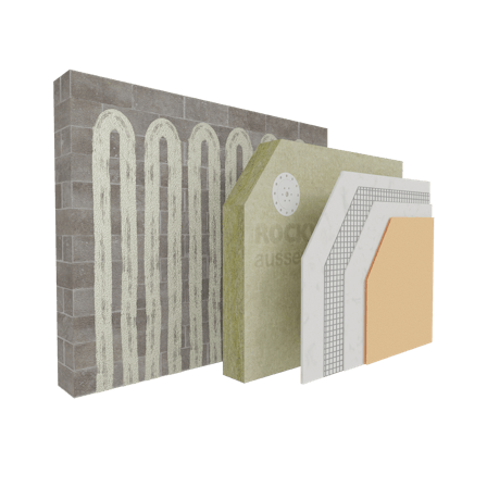 illustration, products, etics, stone wool, wall, facade, coverrock, structure, builtstructure, step 1, germany