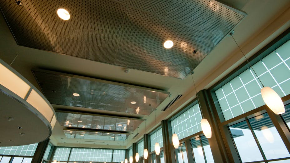 North Carolina History Center at Tryon Palace, Jennifer Amster, BJAC, Quinn Evans, Bill Barlow, Acousti Engineering Co., Planostile Snap-in Metal Ceiling Panels, Infinity Perimeter Trim, Dustin Shores Photography