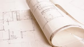 Architecture project drawings and renderings blueprint - building codes and standards for construction.