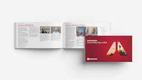 Sustainability Report 2023, printed report mockup open