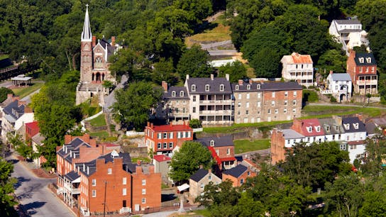 Aerial view Harpers Ferry, west virginia national park