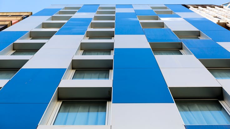 Hotel Blue Coruña in A Coruña, Spain cladded with Rockpanel Metallics facade cladding