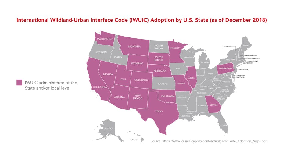 ROCKWOOL-IWUIC-International Wildland-urban interface Code Adoption by U.S. state as of December 2018