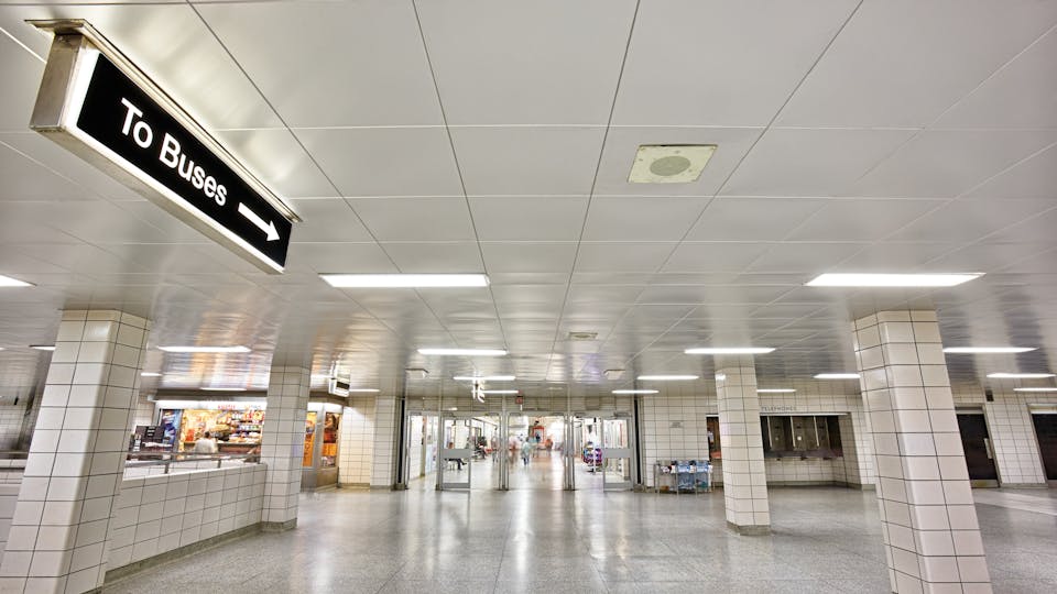 Featured products: Rockfon® Planostile™ Snap-in Metal Panel Ceiling System